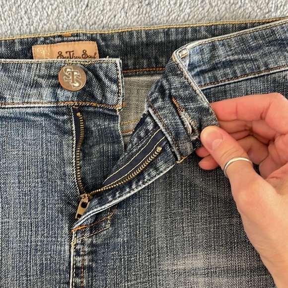 See Thru Soul 90s Y2K Denim Skirt Women’s 27 Raw Edge Western Cowgirl Distressed - Picture 9 of 12